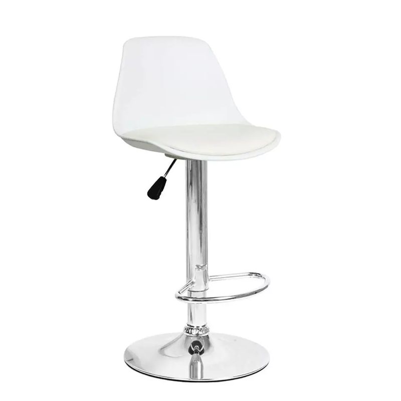 MOBOI - Taburete Eames Base Cromada para Cocina o Bar Blanco