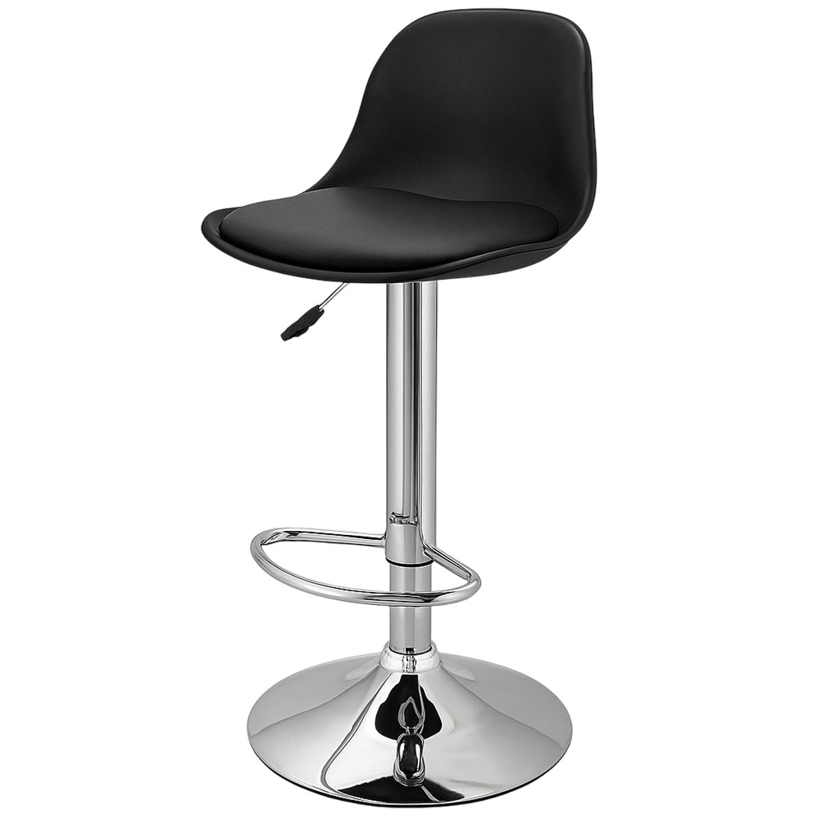 MOBOI - Taburete Eames Base Cromada para Cocina o Bar Negro