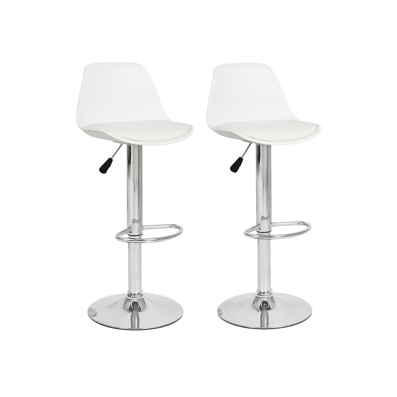 MOBOI - Pack 2 Taburetes Eames Base Cromada para Cocina o Bar Blanco