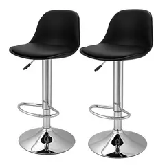 MOBOI - Pack 2 Taburetes Eames Base Cromada para Cocina o Bar Negro