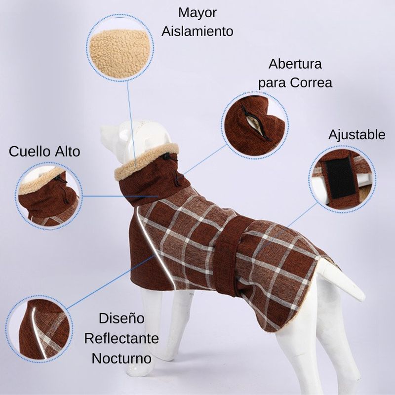 GENERICO - Chaqueta Perro Raza Grande Escocesa Café XXL - 26 a 40 kg