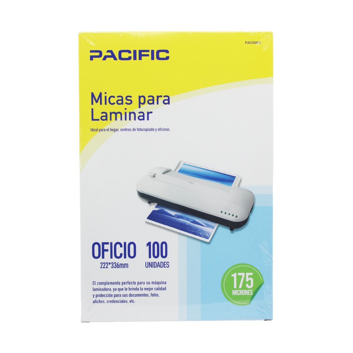 PACIFIC - 100 Laminas Micas Termolaminadora Oficio 175 Micrones - Ps