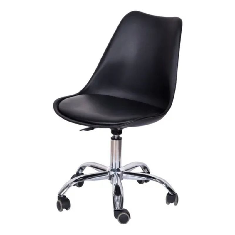 MOBOI - Silla De Escritorio Tulip Eames Acolchada Giratoria Negra