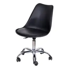 MOBOI - Silla De Escritorio Tulip Eames Acolchada Giratoria Negra