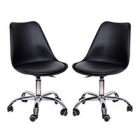 Pack 2 Sillas De Escritorio Tulip Eames Acolchada Giratoria Negra