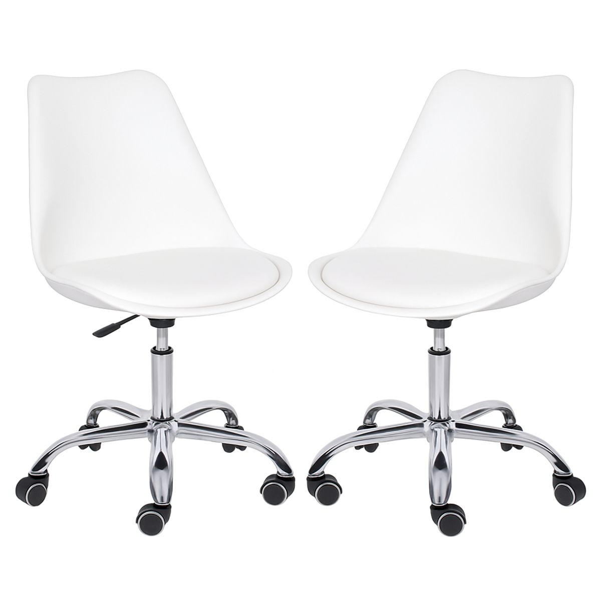 MOBOI - Pack 2 Sillas De Escritorio Tulip Eames Acolchada Giratoria Blanca
