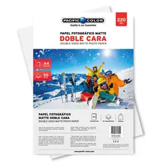 PACIFIC COLOR - Papel Fotográfico Matte Doble Cara Tamaño A4 De 220grs - Ps