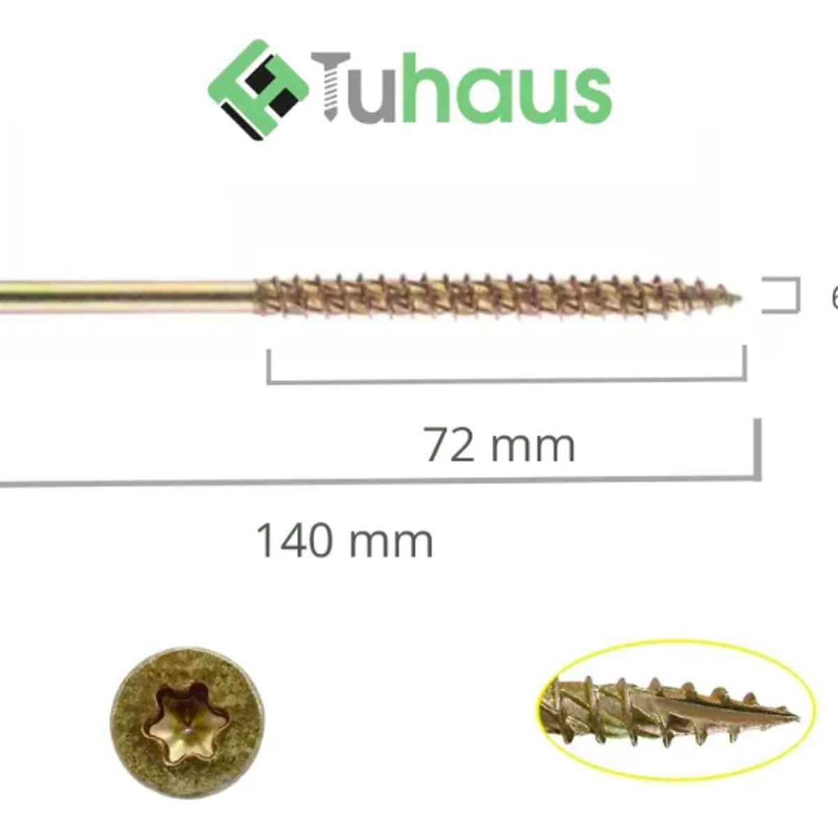 TUHAUS - Tornillo Turbo Torx 140 mm - 100 u