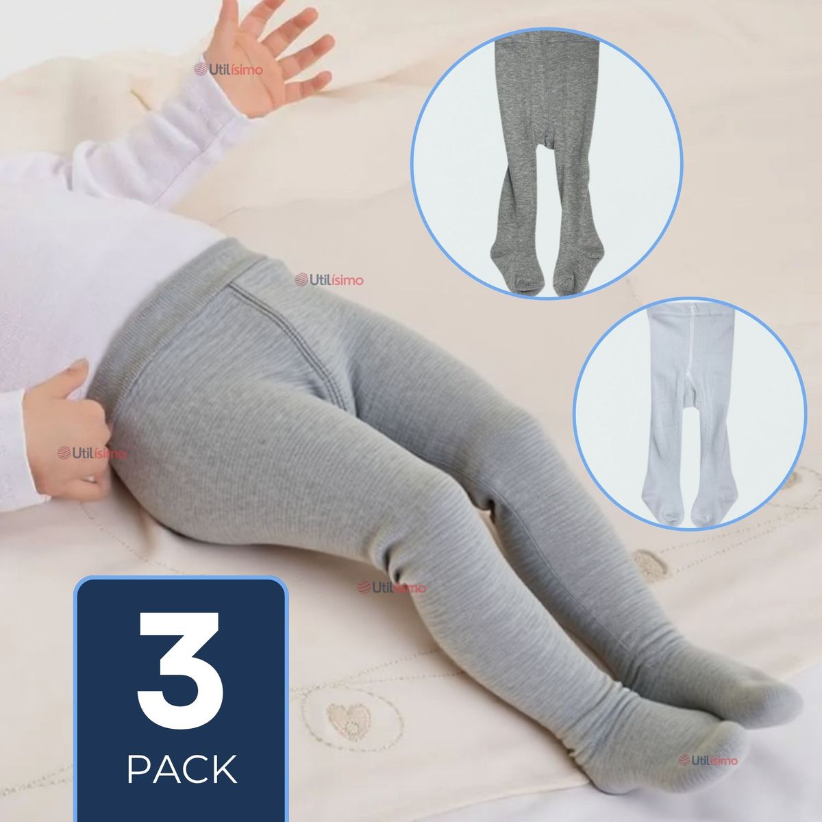 UTILISIMO - Pack 3 Pantys Primera Capa Unicolor Surtidos Ballerina Bebé