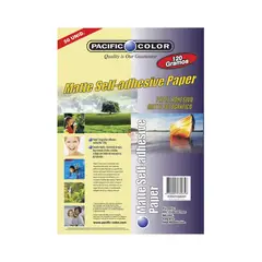 PACIFIC COLOR - 50 Hojas Papel Mate Adhesivo A4 120grs - Ps