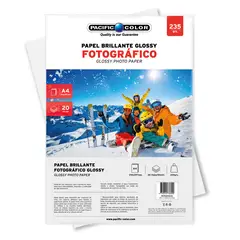 PACIFIC COLOR - 20 Hojas Papel Fotográfico Glossy 235grs - Ps