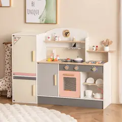 TATEE - Cocina Infantil de Madera Juguetes gris Con luces