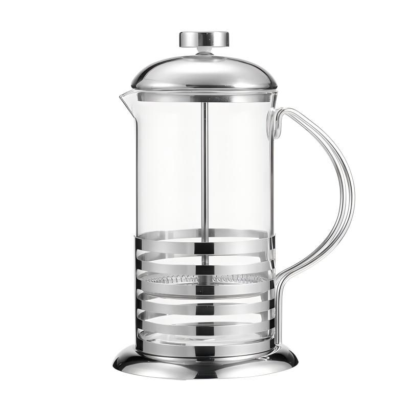 GENERICO - Cafetera Francesa Vidrio Térmico con Filtro Franjas - 1000ml CaféTé