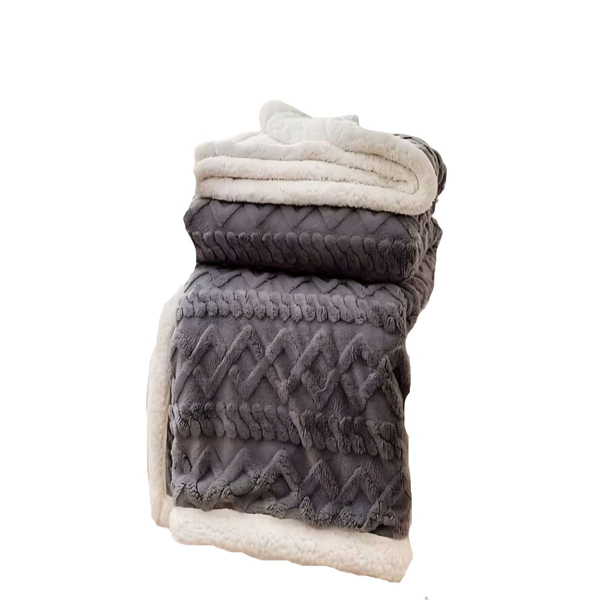 GENERICO - FRAZADAS TEXTURIZADAS PLAZA Y MEDIA GRIS OSCURO