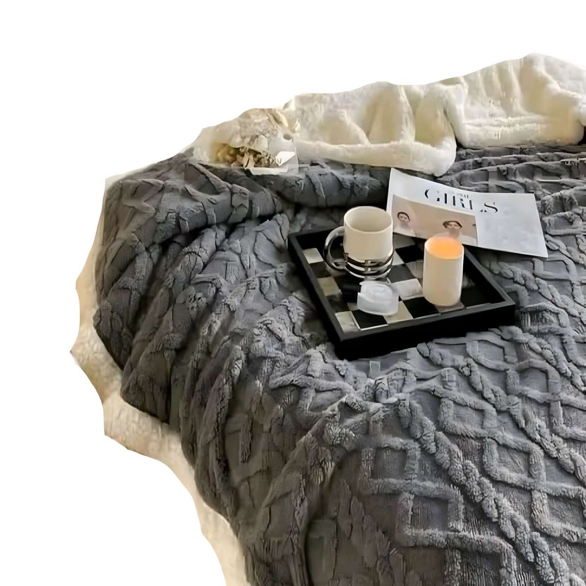 GENERICO - FRAZADAS TEXTURIZADAS PLAZA Y MEDIA GRIS OSCURO