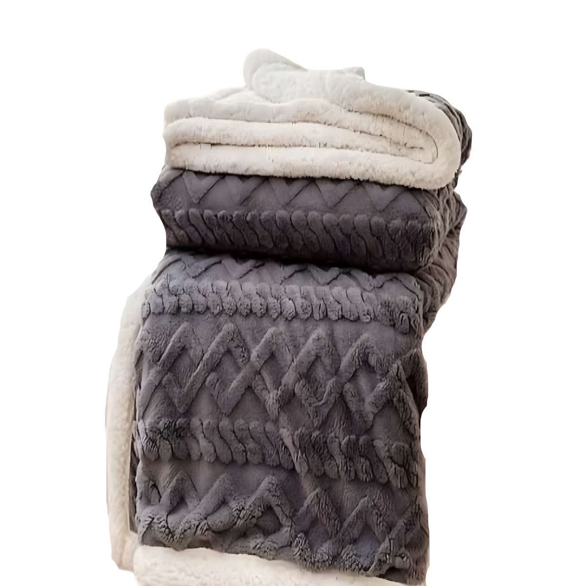 GENERICO - FRAZADAS TEXTURIZADAS PLAZA Y MEDIA GRIS OSCURO