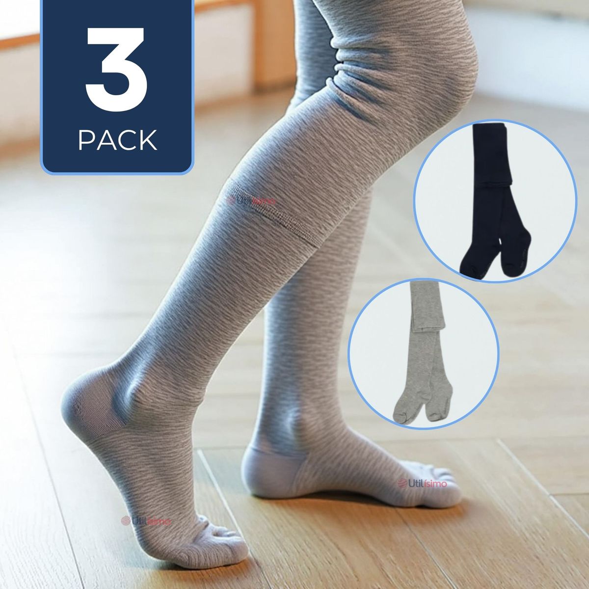 UTILISIMO - Pack 3 Pantys Primera Capa Unicolor Surtidos Ballerina Niño