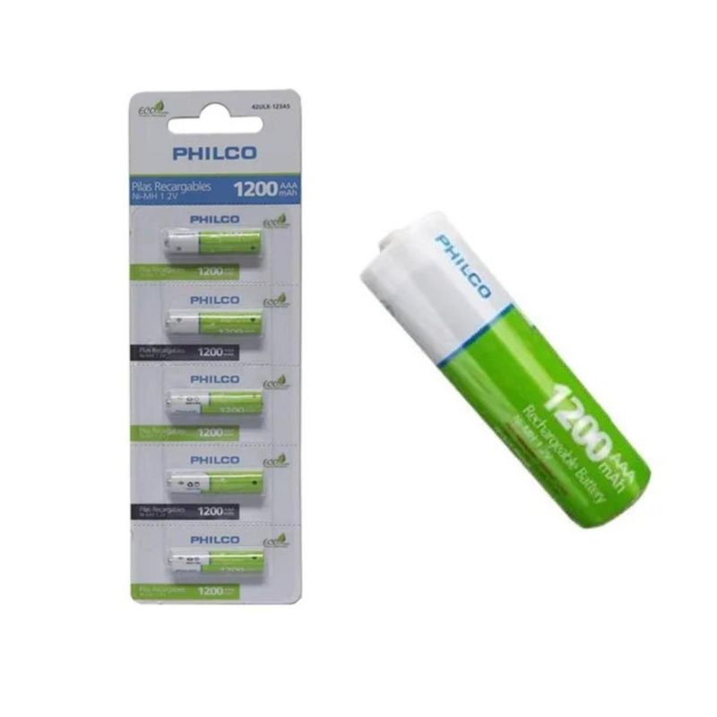 PHILCO - Tira 5 Pilas Recargables AAA 1200mAh Philco