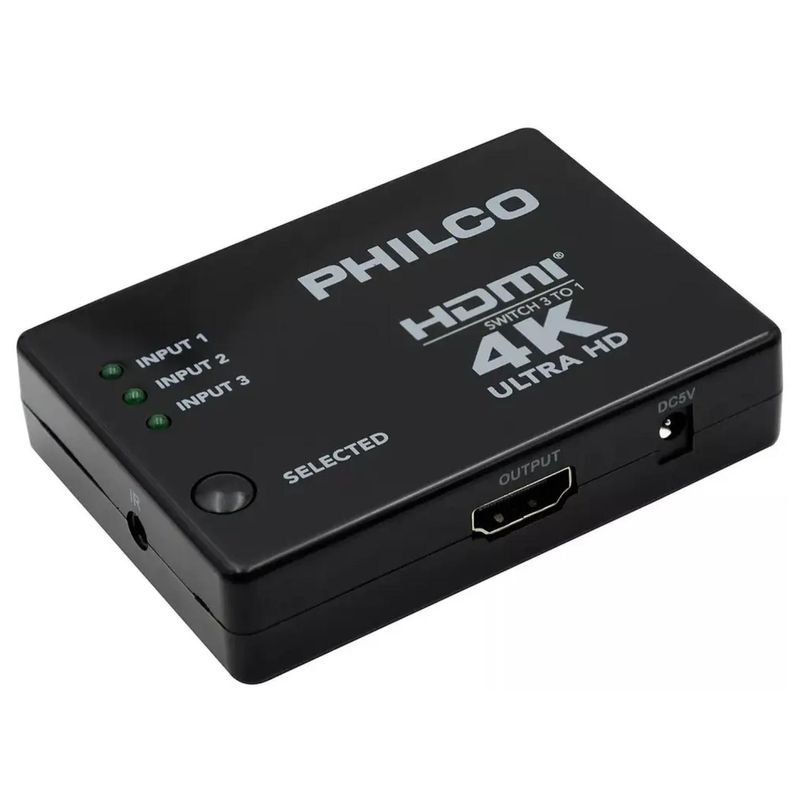 PHILCO - Adaptador Switch HDMI 3x1 4K UHD Negro Mp4109