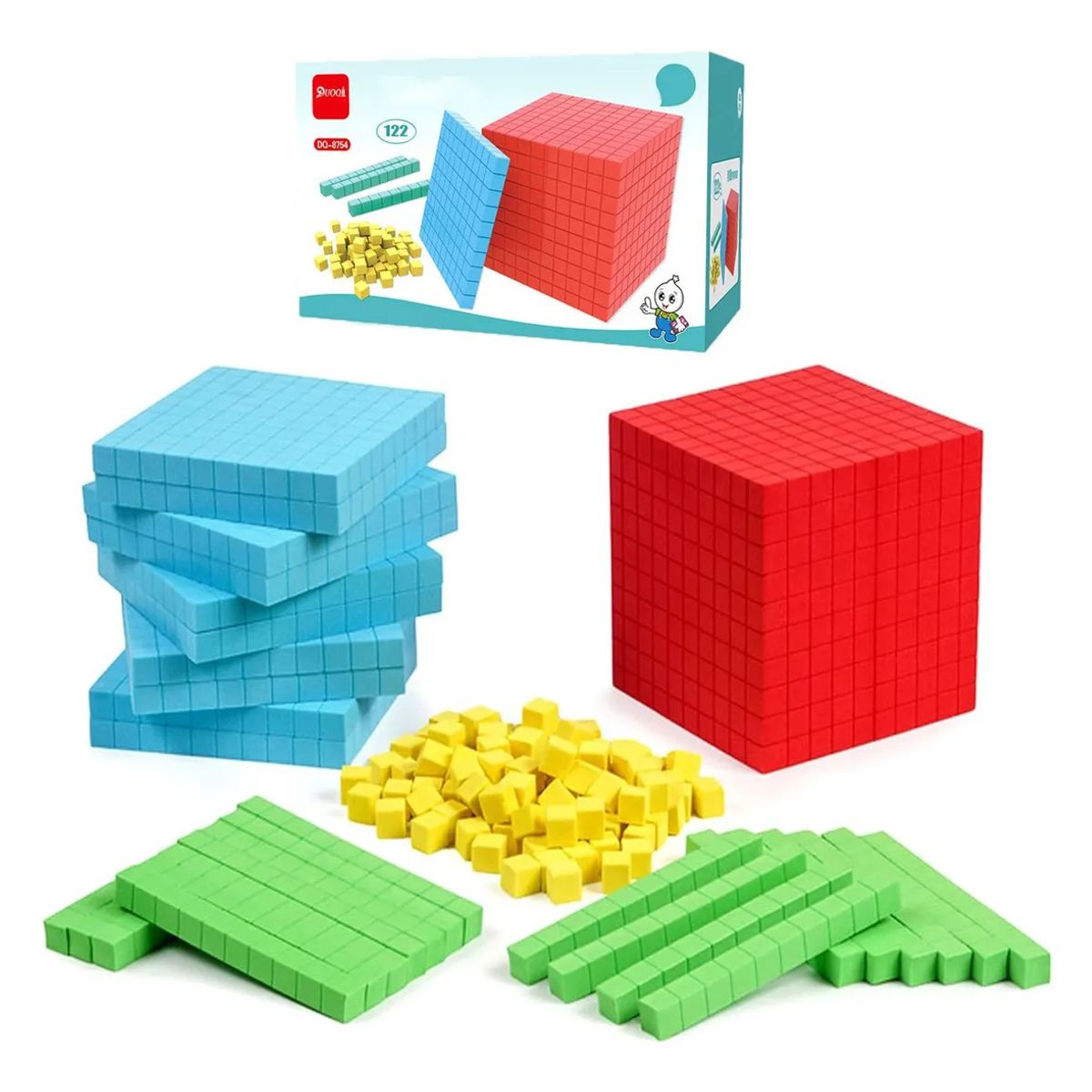 KUANGYE - Bloques Base 10 Matemática Conectable 122 Pcs