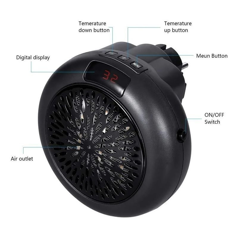 GENERICO - Termoventilador Calefactor Portátil Electrico 900w Estufa