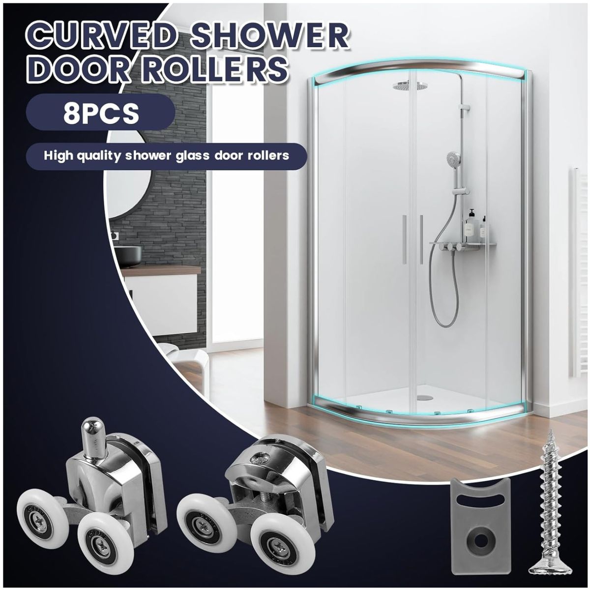 KUANGYE - Rueda Para Door De Baño De Ducha-8 Ruedas