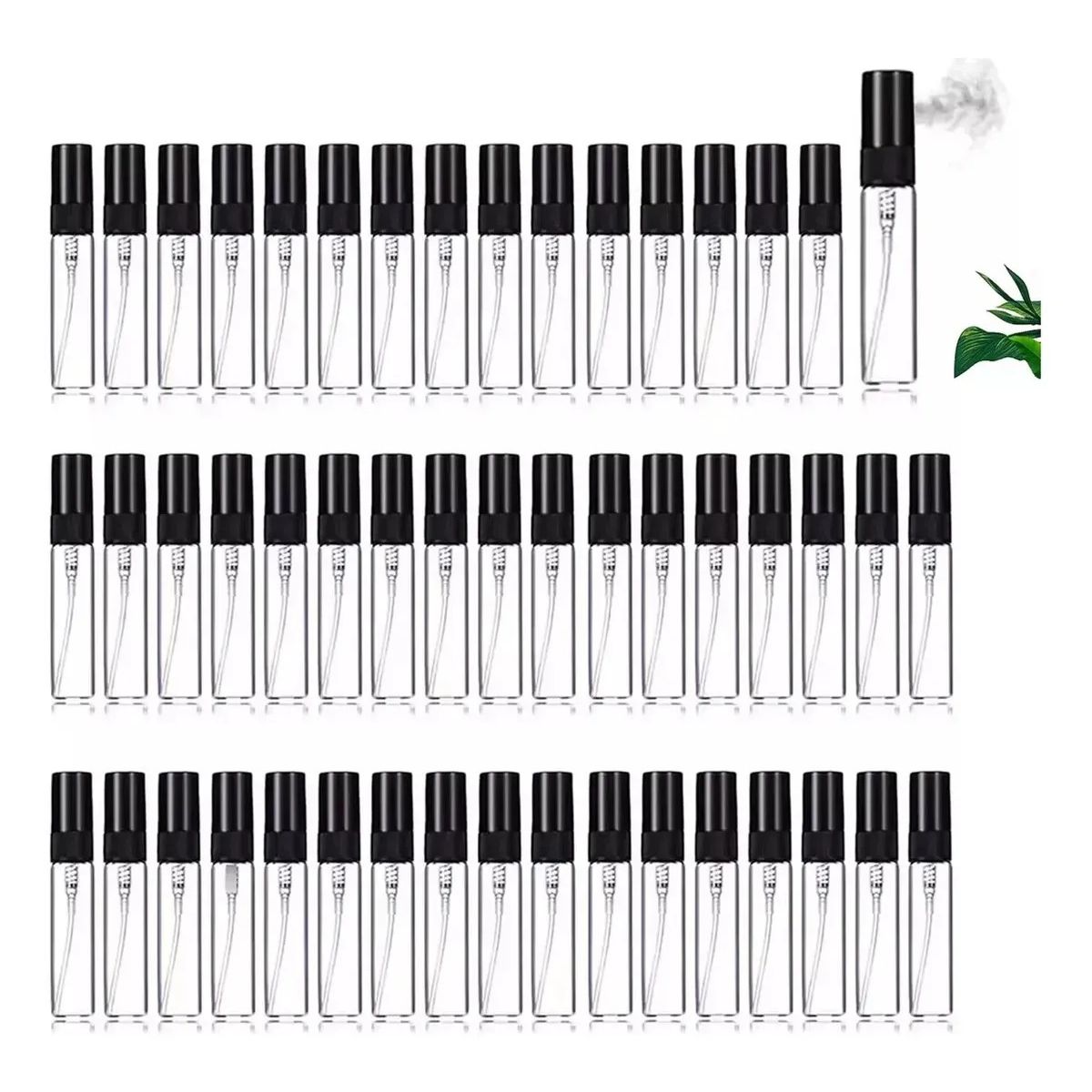 KUANGYE - Pack 50 Mini Botellas 5ml De Vidrio Spray Aerosol