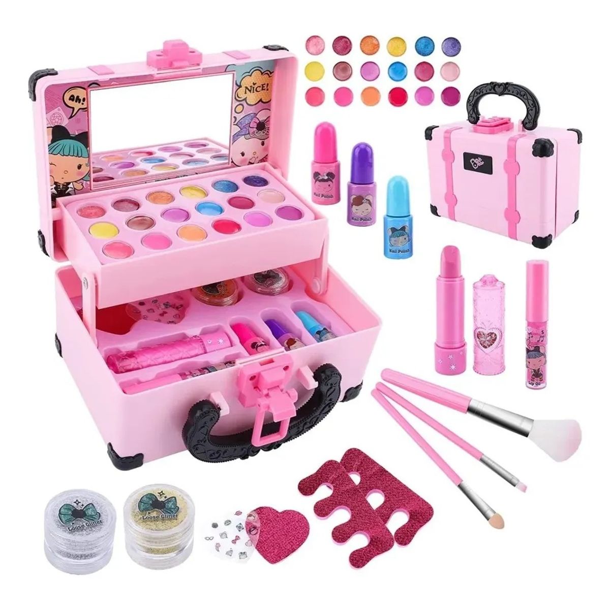 KUANGYE - Kit De Maquillaje Para Niños Lavable Moda Conjunto 32 Pzs