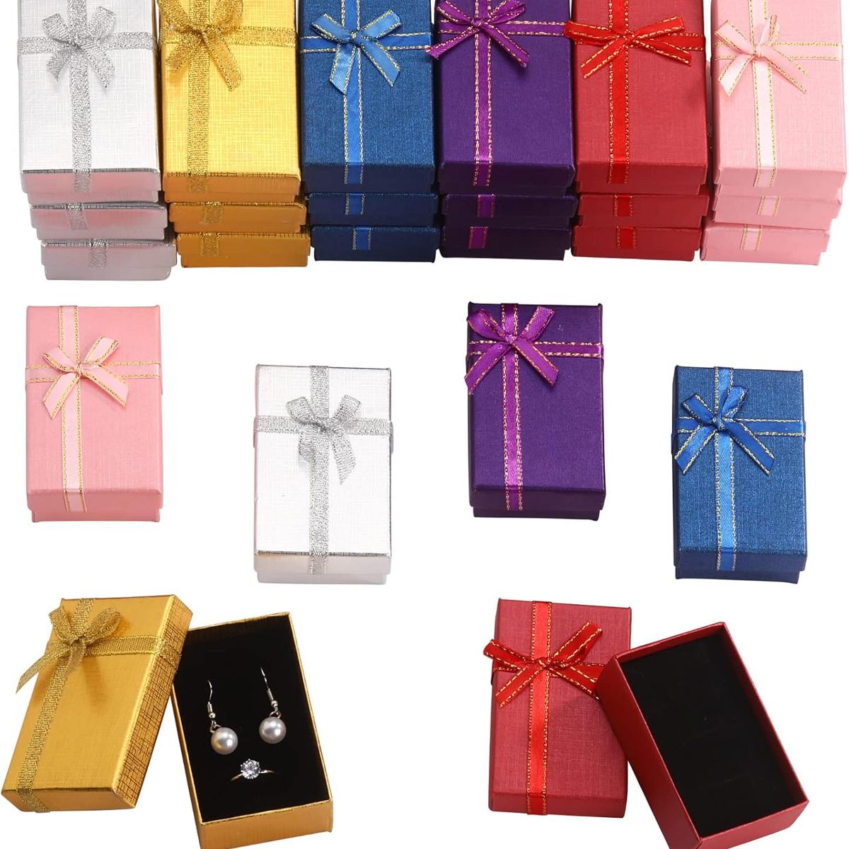KUANGYE - Pack 48 Cajas Carton Joyas Conjuntos Cadenas 8x5cm Regalo