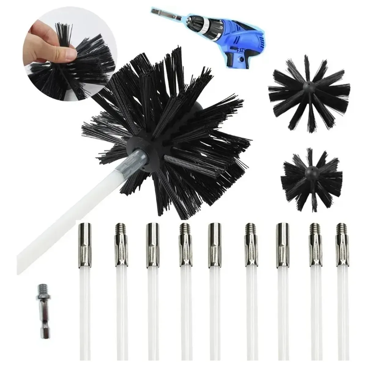 KUANGYE - Kit Limpia Cañones Estufas Con Cepillo De 4 Y De 6 Pulgadas