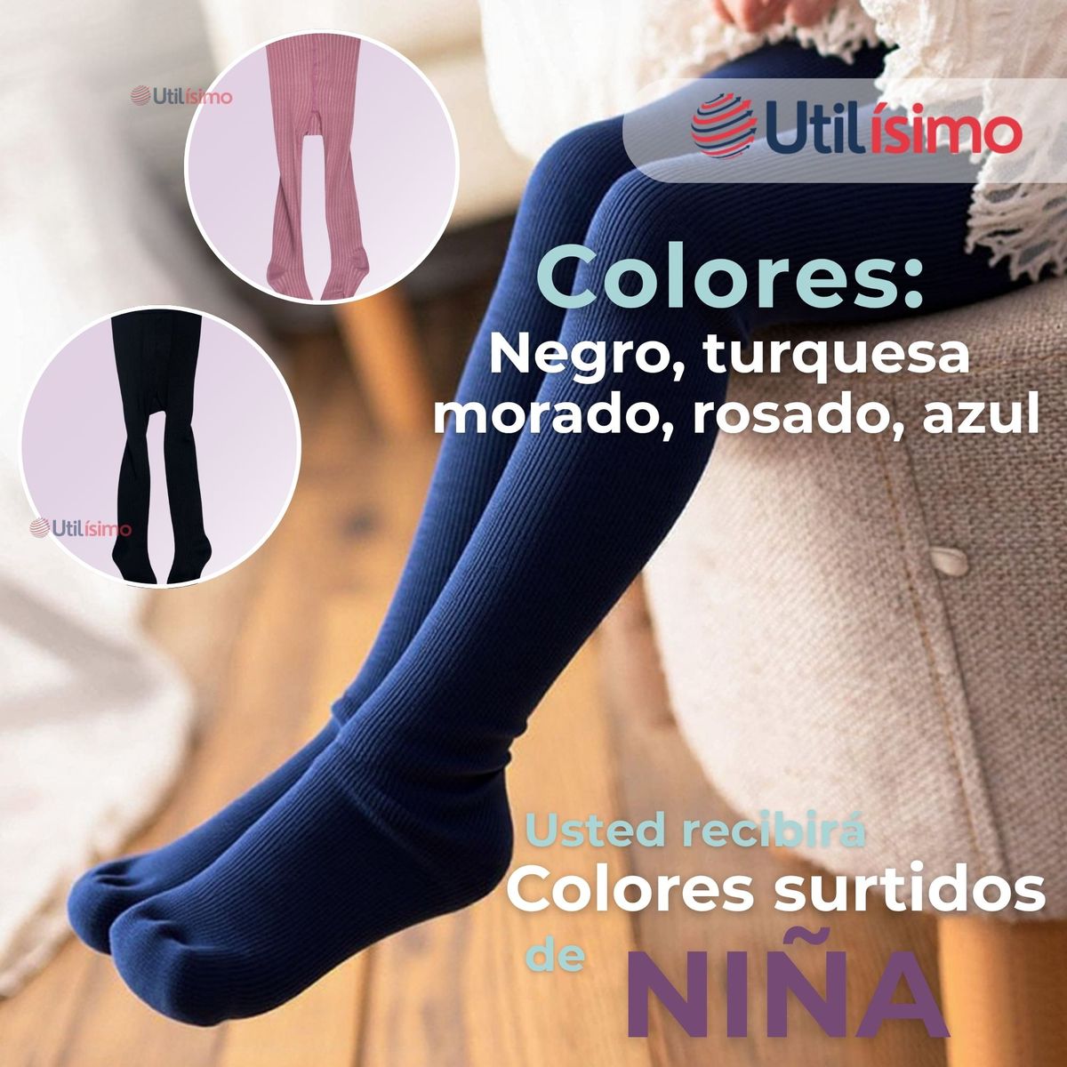 UTILISIMO - Pack 3 Pantys Primera Capa Unicolor Surtido Ballerina Niña
