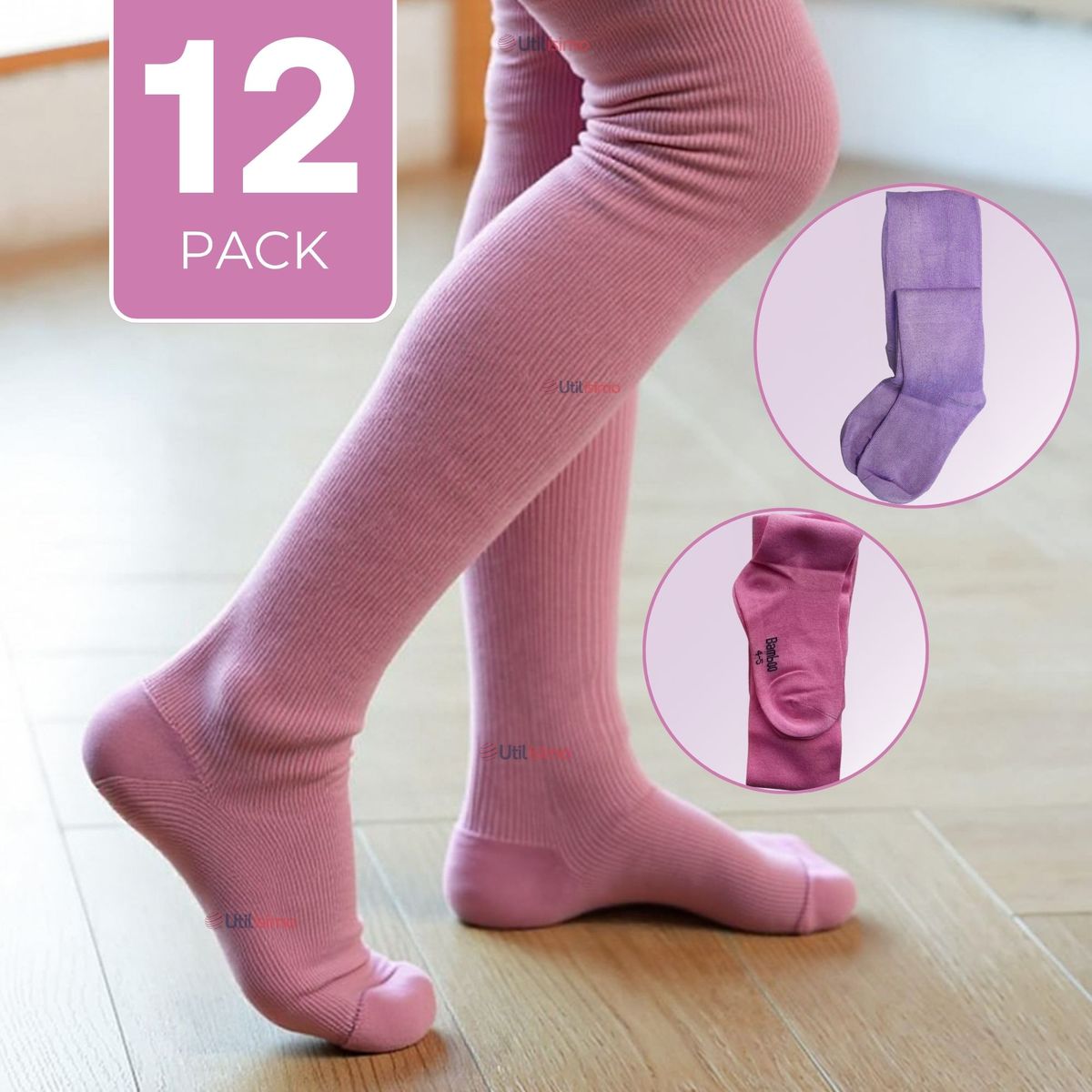 UTILISIMO - Pack 12 Pantys Primera Capa Unicolor Surtido Ballerina Niña