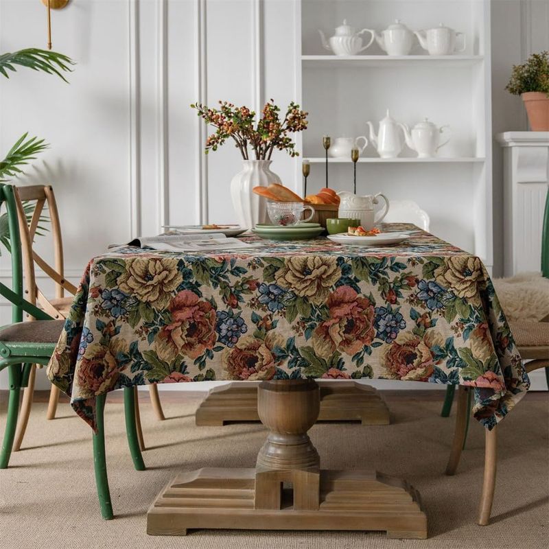 PUREPOWER - Mantel Jacquard Colorido 140x220cm Diseño Cuadros para Hogar