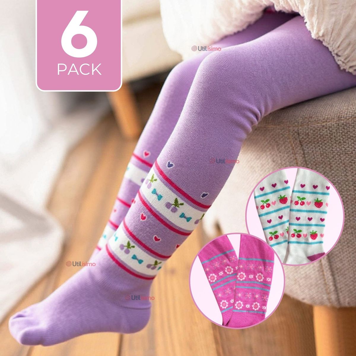 UTILISIMO - Pack 6 Pantys Primera Capa Diseños Surtidos Ballerina Niña