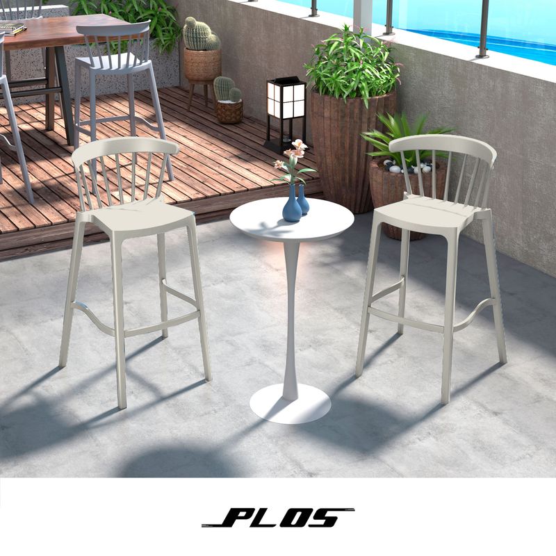 PLOS - Silla Piso Bar Taburete Terraza Cocina Pack x4 Unidades Plos Turín Blanco Antique