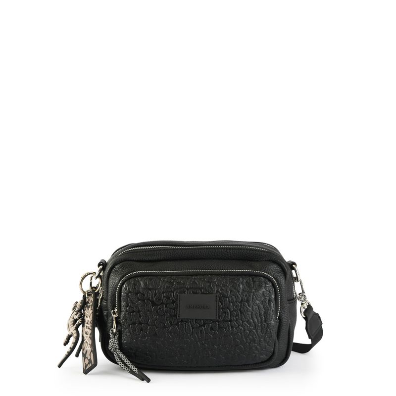 AMPHORA - Cartera bandolera mediana exotic Negro especial