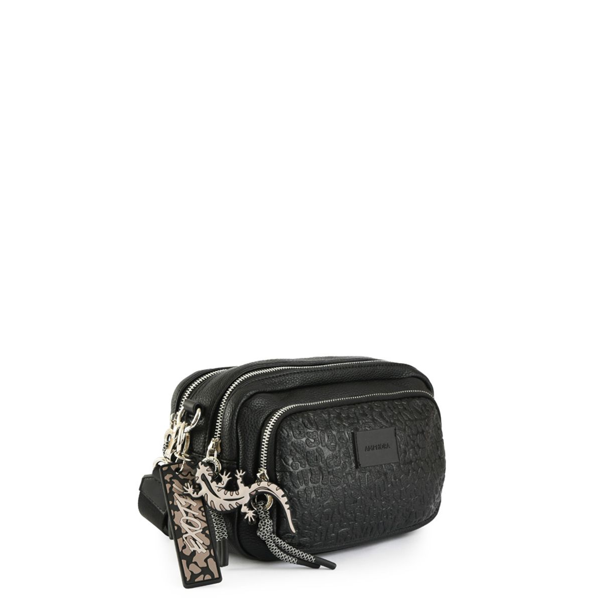 AMPHORA - Cartera bandolera exotic mediana negro especial
