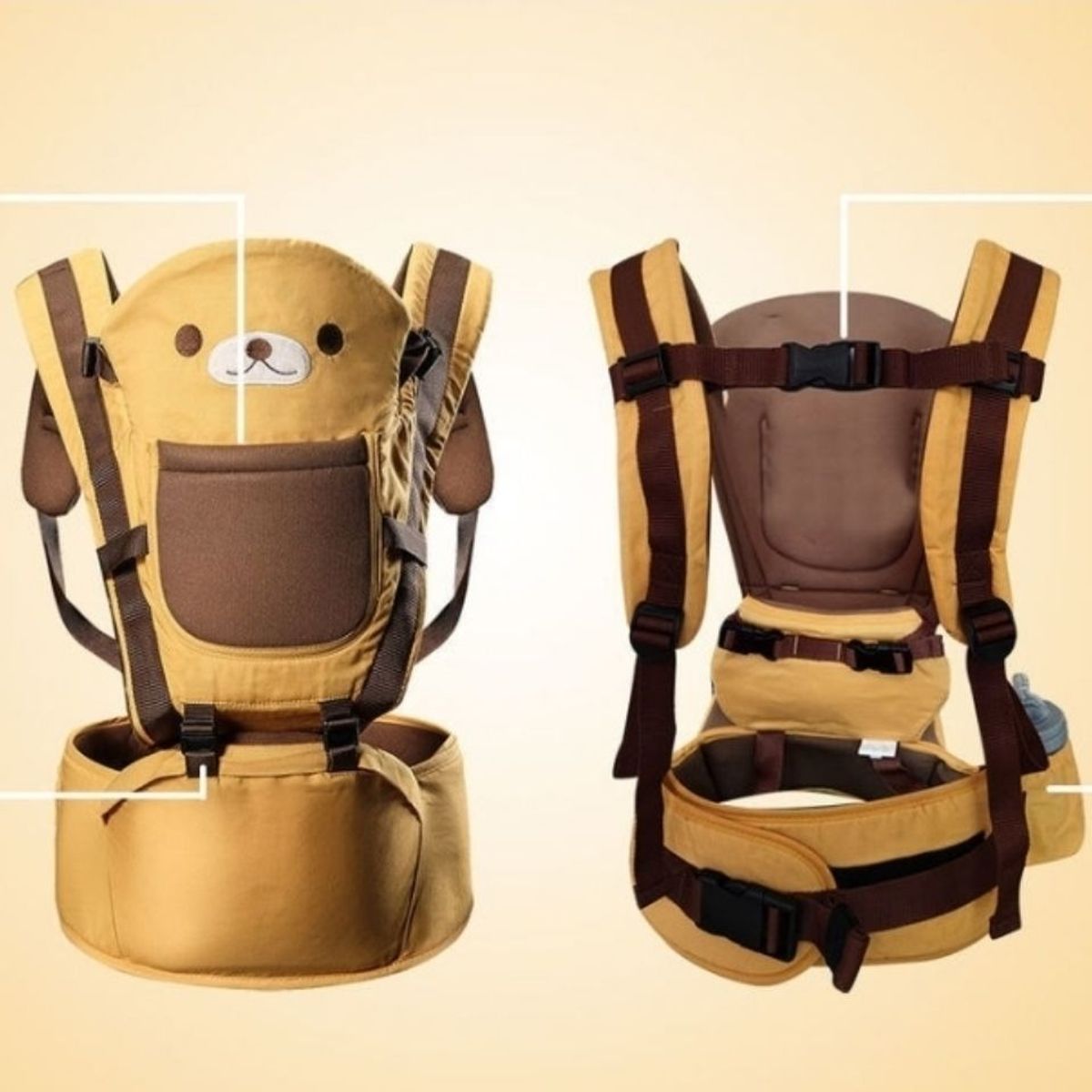 TATEE - Portabebés Bear 4 en 1 Flip ajustable oso amarillo