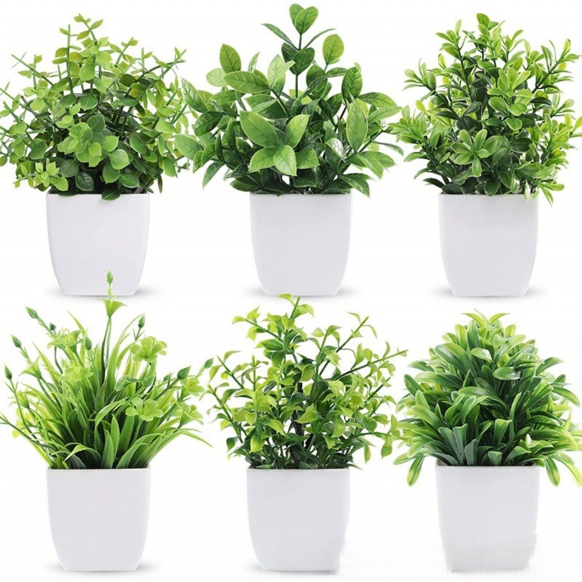 TATEE - set 6 Plantas artificiales en macetas Decoraciones verde