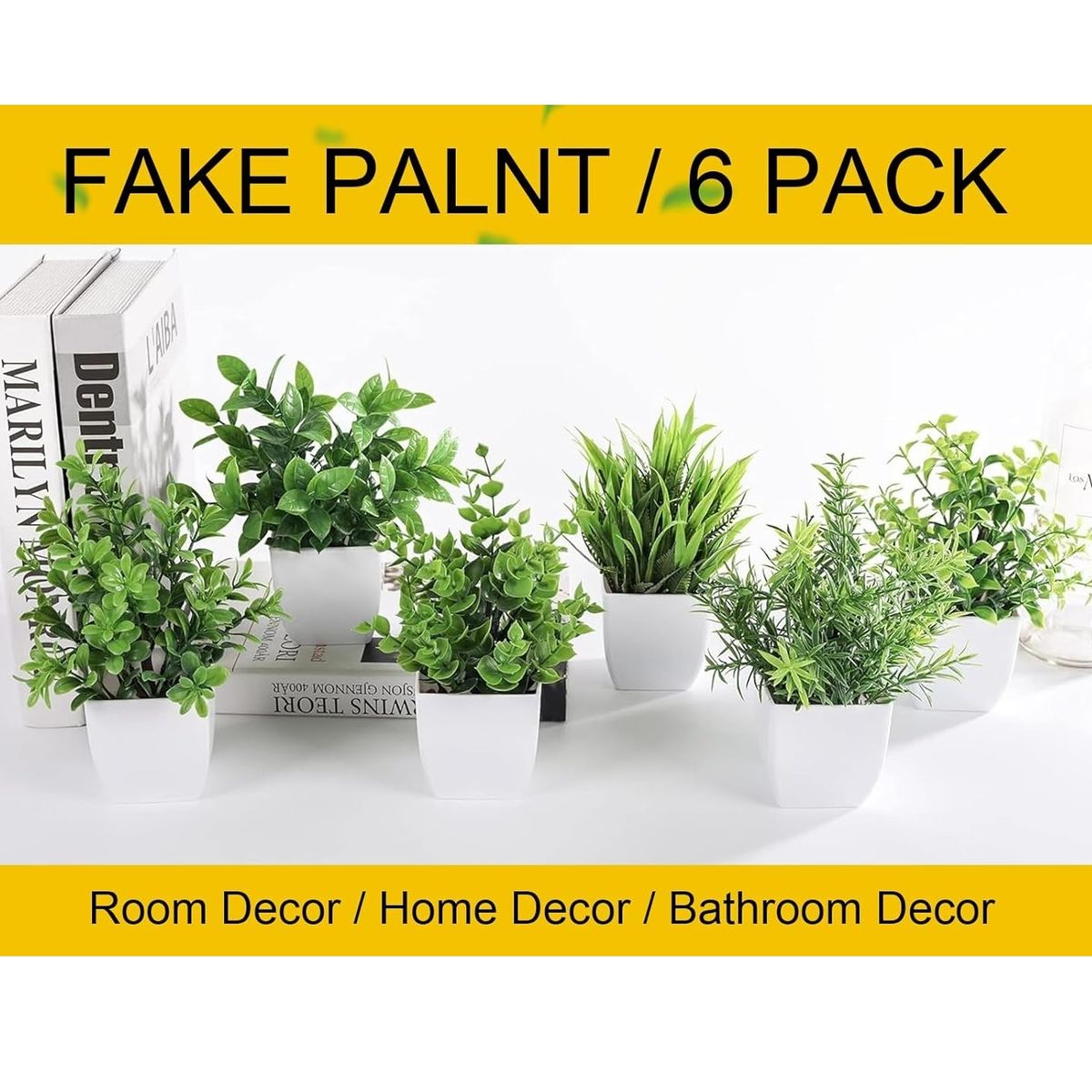 TATEE - set 6 Plantas artificiales en macetas Decoraciones verde