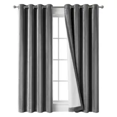 GENERICO - PACK X 2 CORTINA BLACKOUT 100% 140x230CM TEXTURA TERCIOPELO GRIS - Gris