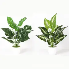 TATEE - Set 2 Plantas artificiales en macetas Monstera y cala Decoraciones