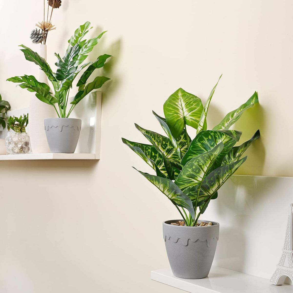 TATEE - set 2 Plantas artificiales en macetas Monstera y cala Decoraciones