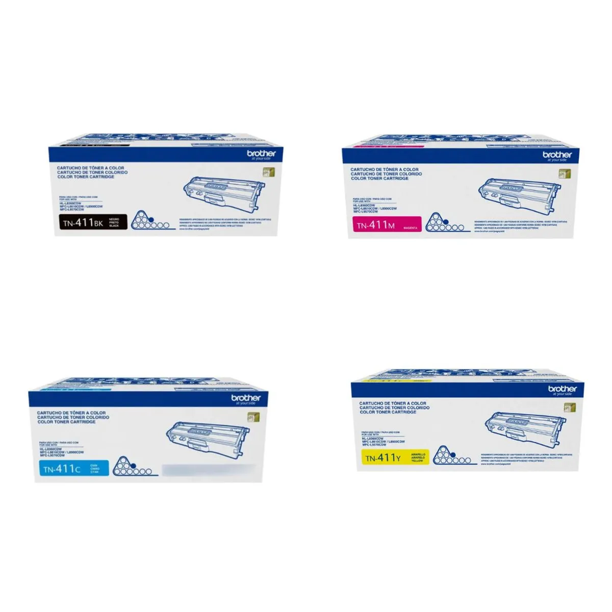 BROTHER - Pack 4 Toners Brother TN-411 BK C M Y Original HL DCP MFC