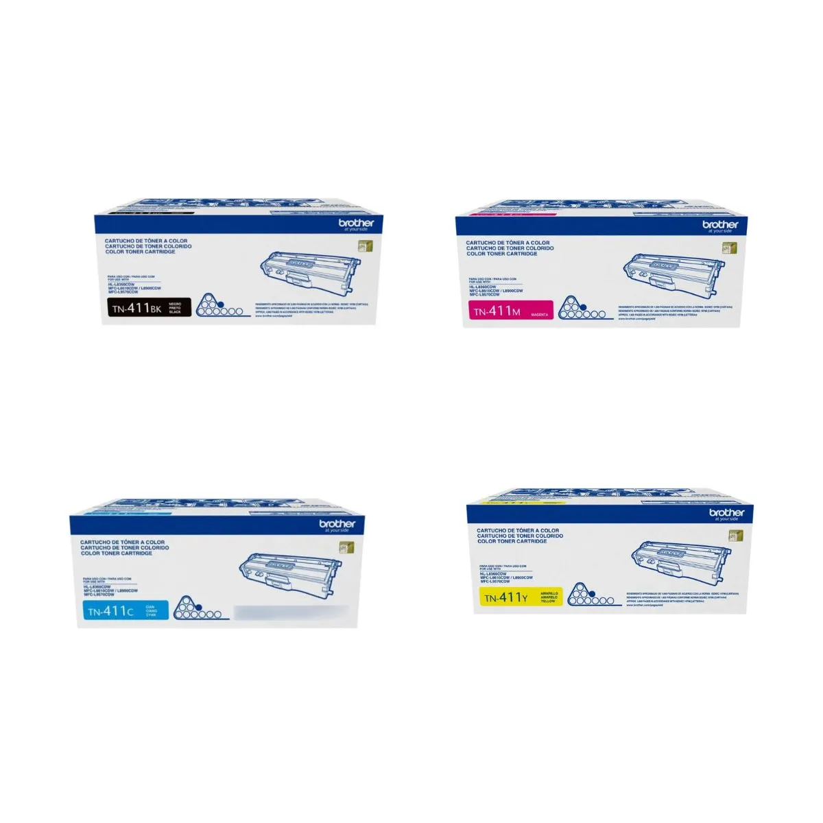 BROTHER - Pack 4 Toners Brother TN-411 BK C M Y Original HL DCP MFC