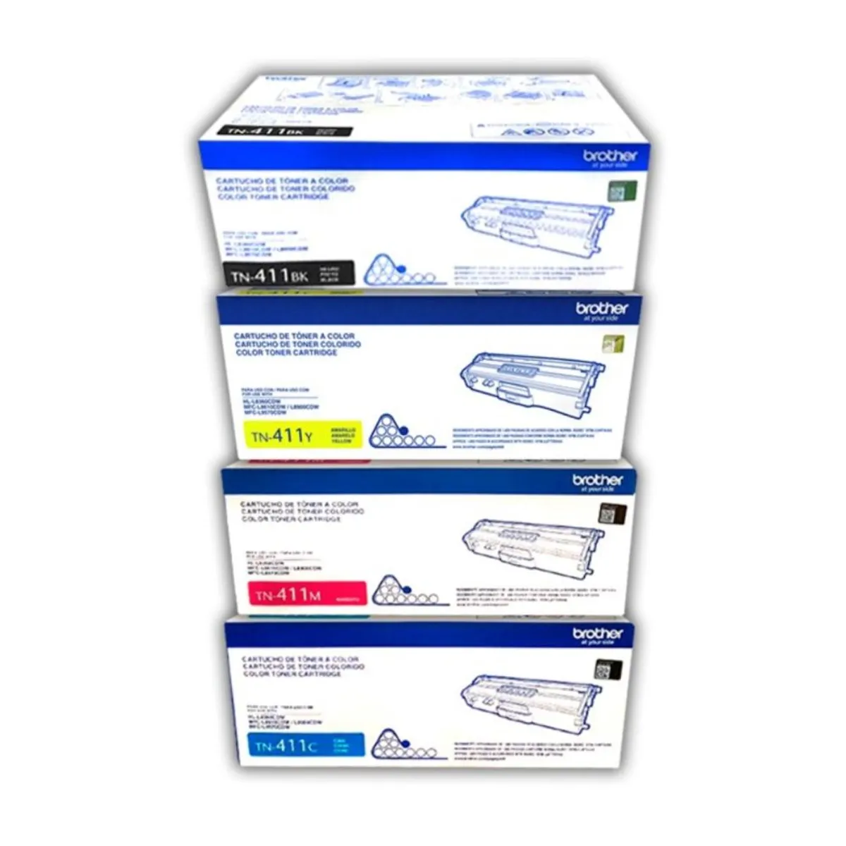 BROTHER - Pack 4 Toners Brother TN-411 BK C M Y Original HL DCP MFC