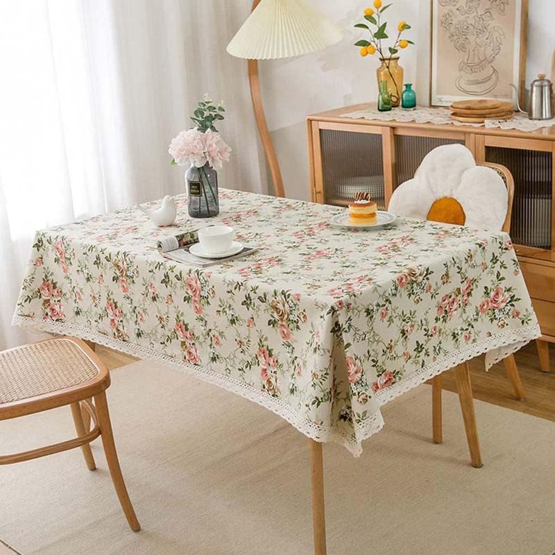 PUREPOWER - Mantel Flores con Encaje 150x180cm Poliéster Antimanchas para Hoga