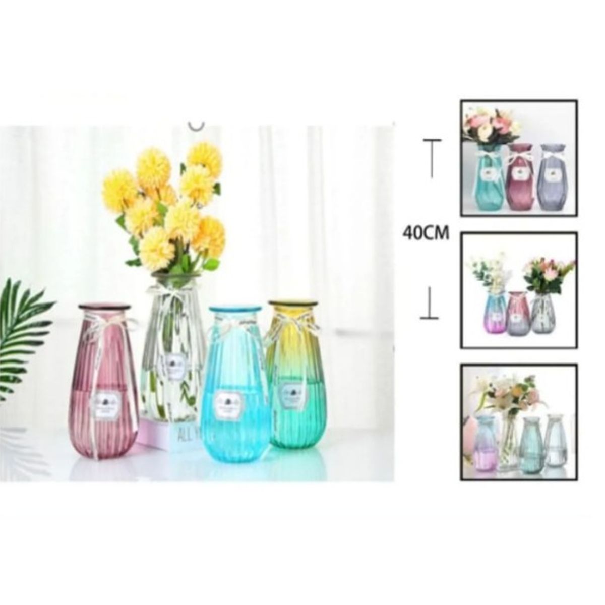 GENERICO - Macetero De Vidrio 40Cm Para Flores Florero.