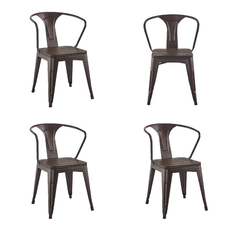 WHITE MARKET - Set de 4 unidades Silla tolix con brazos y asiento de madera