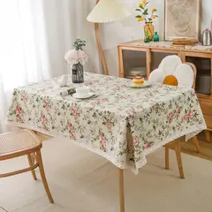 PUREPOWER - Mantel Flores con Encaje 130x180cm Poliéster Antimanchas para Hoga